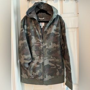 Green Camo Fleece Zip Jacket w/Pockets